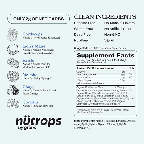 Miniatura 7 de Gruns Superfood Green + New Nütrops Gummy Bear - Paquete sin azúcar, suplemento nutricional 2 unidades, multivitamínico + prebióticos + verduras +