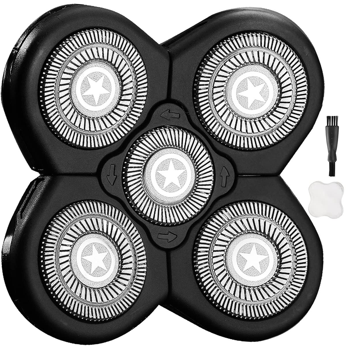 Universal 5 Blades Men's Electric Shaver Replacement Heads (5 Star series) for Head Shaver Universal replacement heads Wet and Dry (5 Blades, Black)