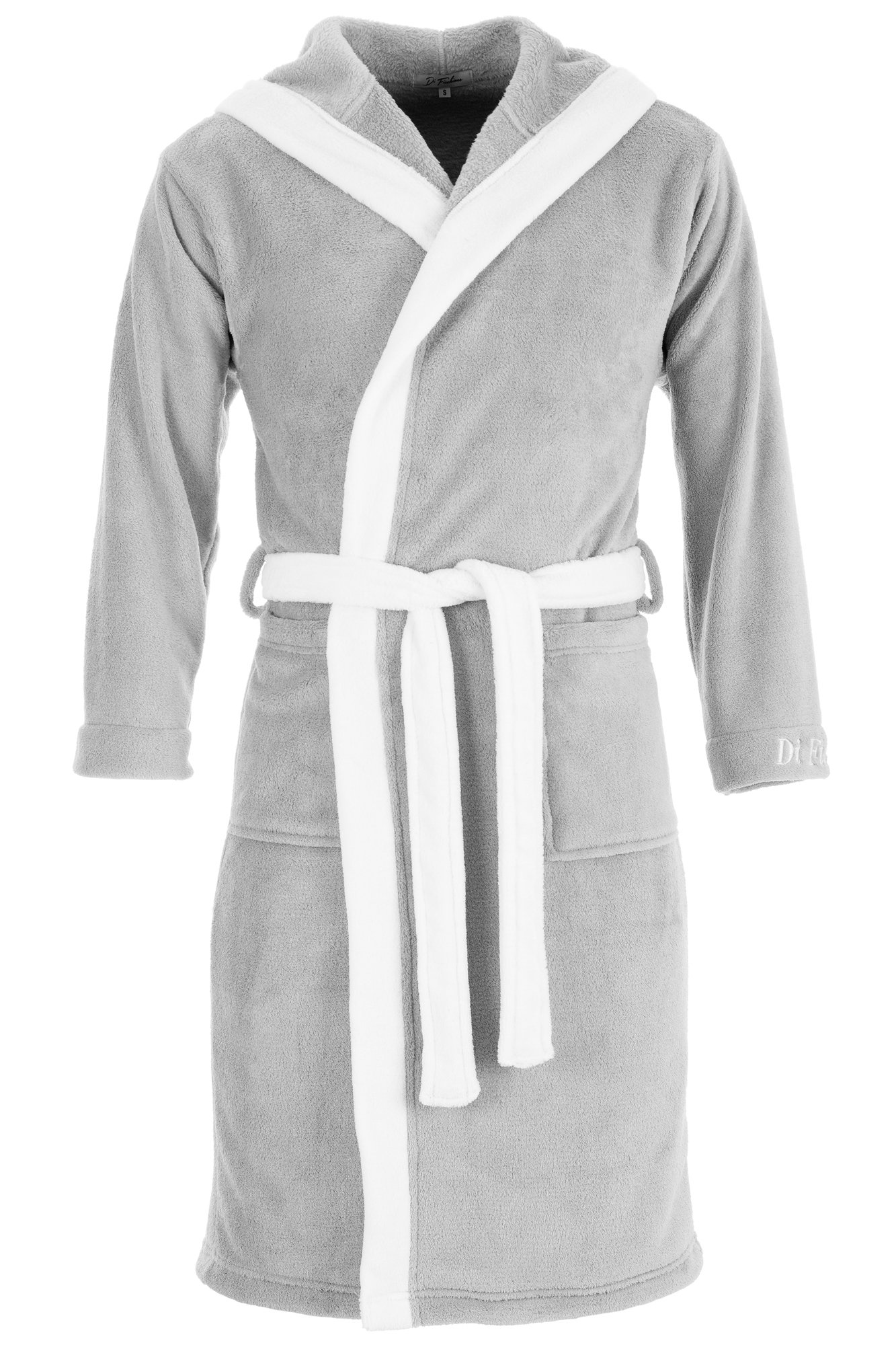 Di Ficchiano Herren Bademantel Monza mit Kapuze I Morgenmantel flauschig I Nachtwäsche aus edler Mikrofaser I Kimono mit Farb- & Größenauswahl S - 5XL I Bath-Robe Öko-Tex Standard 100
