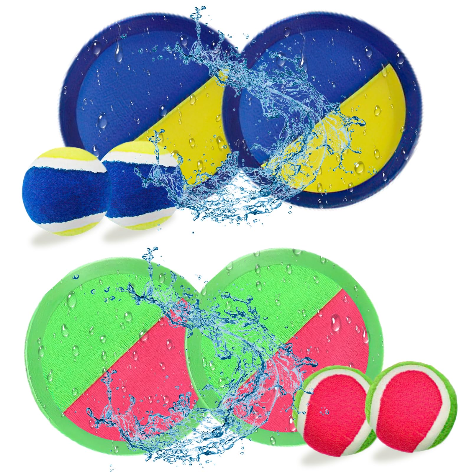 ZZQVIP Juego de Lanzamiento y Captura Set, 4 Paletas y 4 Bolas Juegos de Exterior, Jardín, Césped, Playa, Juegos de Lanzamiento Adecuados para 3 4 5 6 7 8 9 10 11 Años, Niños y Adultos (20.5 cm)