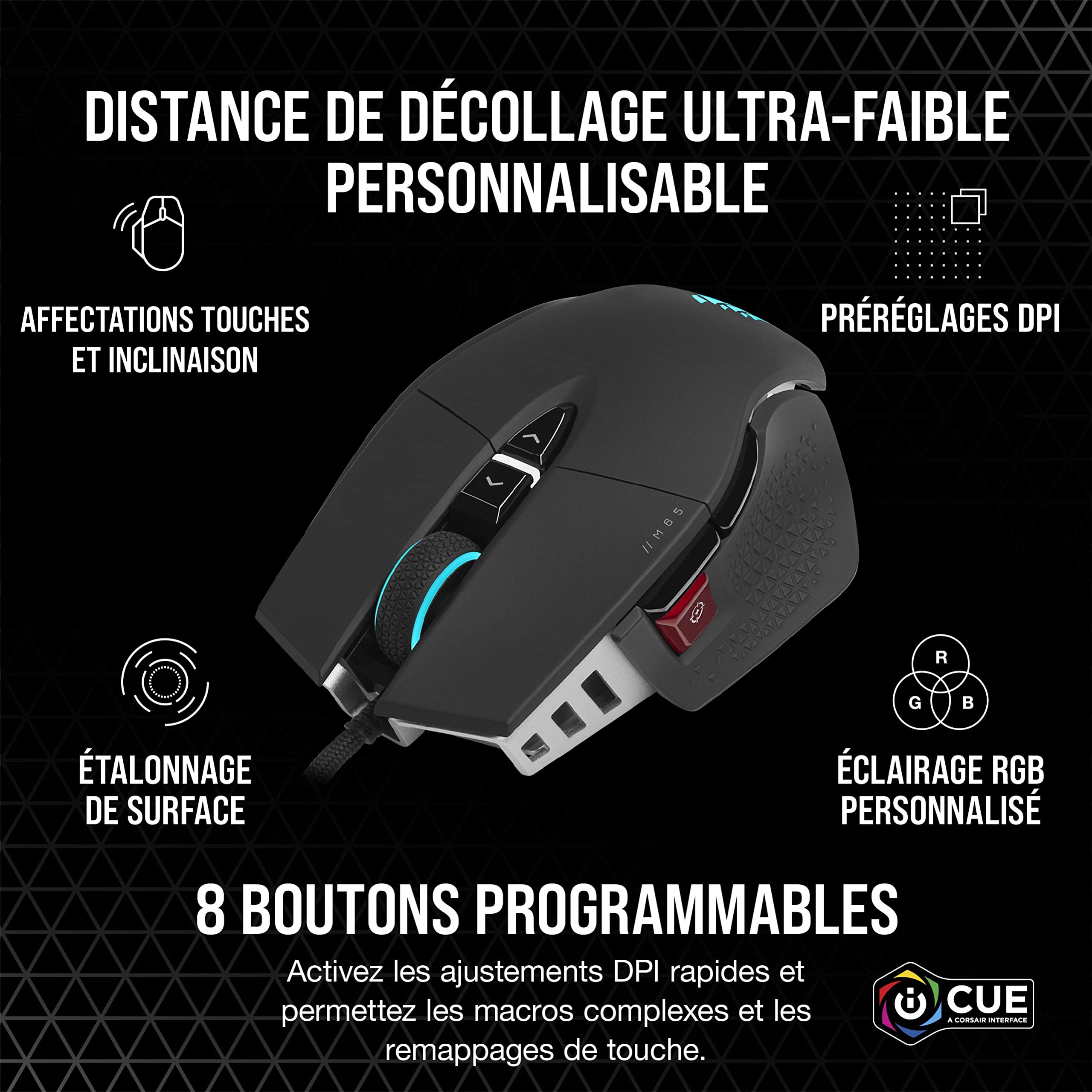 Corsair M65 RGB ULTRA Souris Gaming FPS Personnalisable – Noir