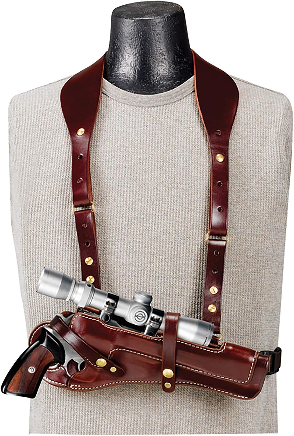 Triple K 474 Big Thunder Chest Holster Right Hand Ruger Super Redhawk 9.5" Leather Walnut