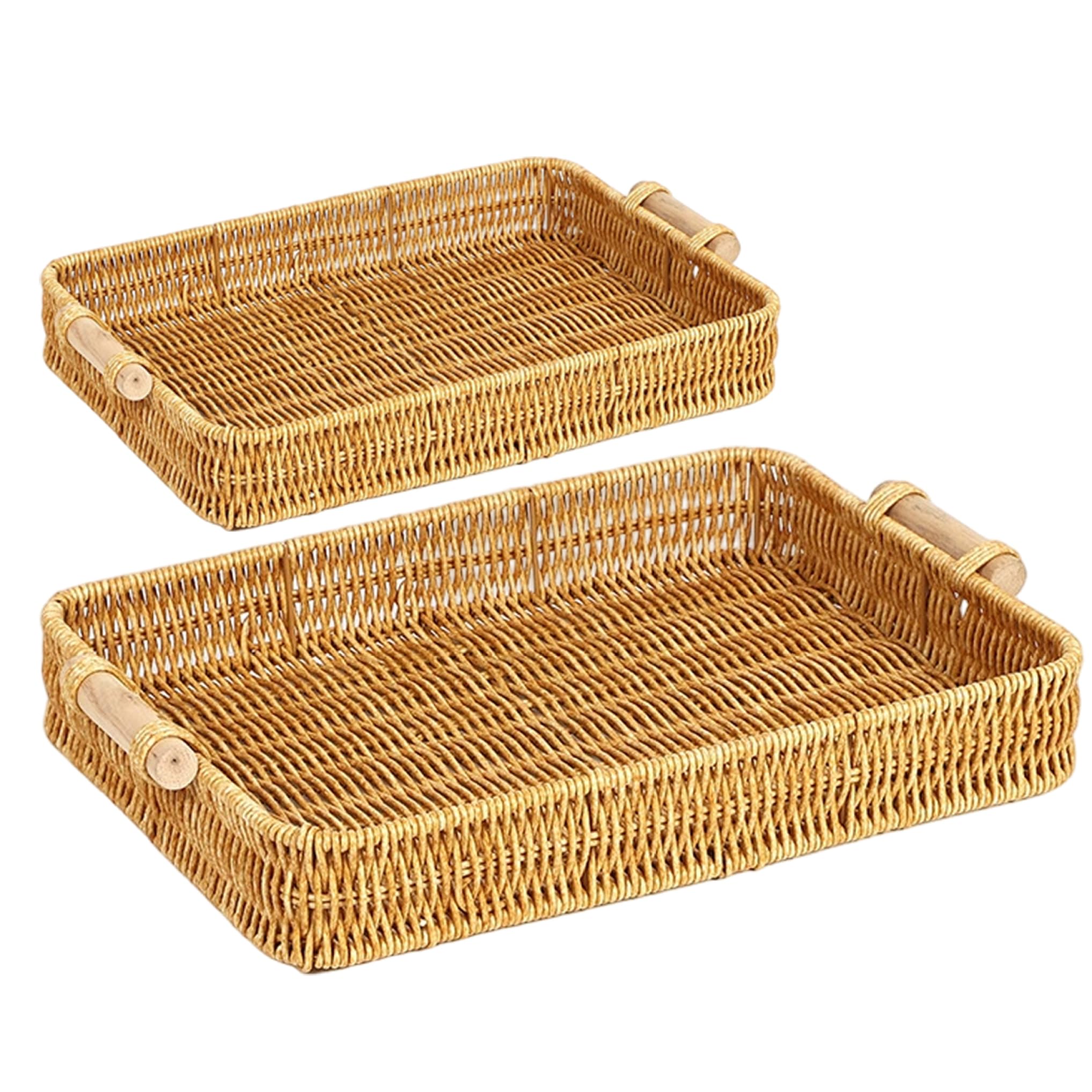 Plateaux en rotin tressé haut de gamme pour une décoration de table basse raffinée