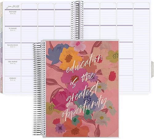 Erin Condren Agenda de lecciones para profesores en espiral platino de 8.5 x 11 pulgadas (julio de 2023 a junio de 2024) Cubierta clásica de Libros