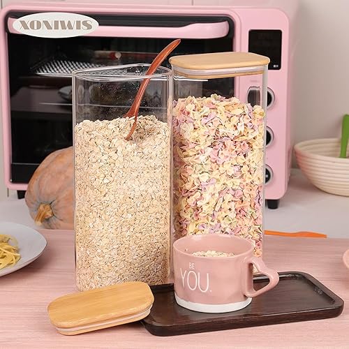 Miniatura 7 de Recipientes rectangulares de almacenamiento de pasta de espaguetis de 71 onzas con tapas, recipientes altos de despensa, tarros de almacenamiento de