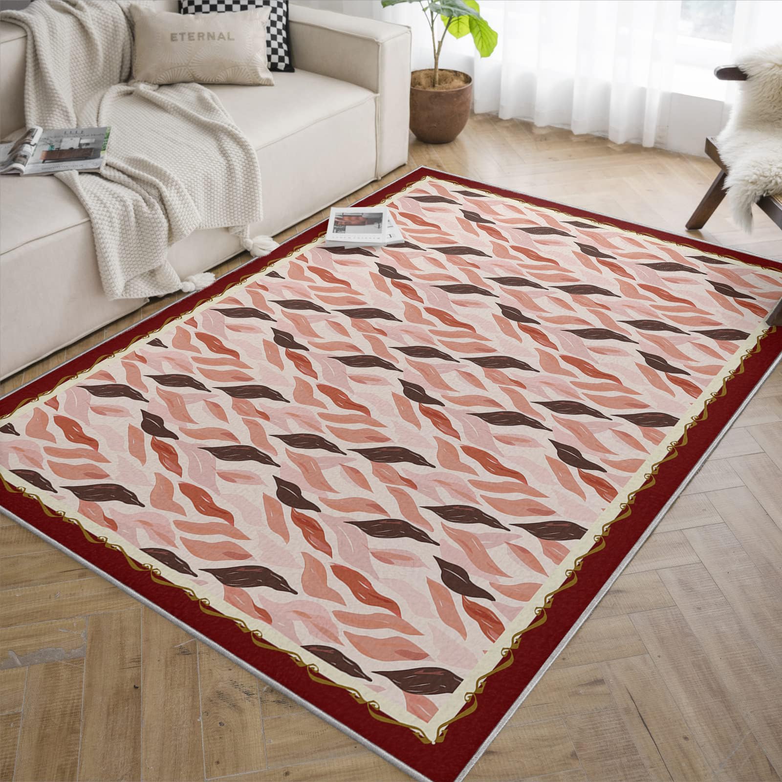 Tapis 60x90cm abstrait lavable carpette texturée chambre descente de lit