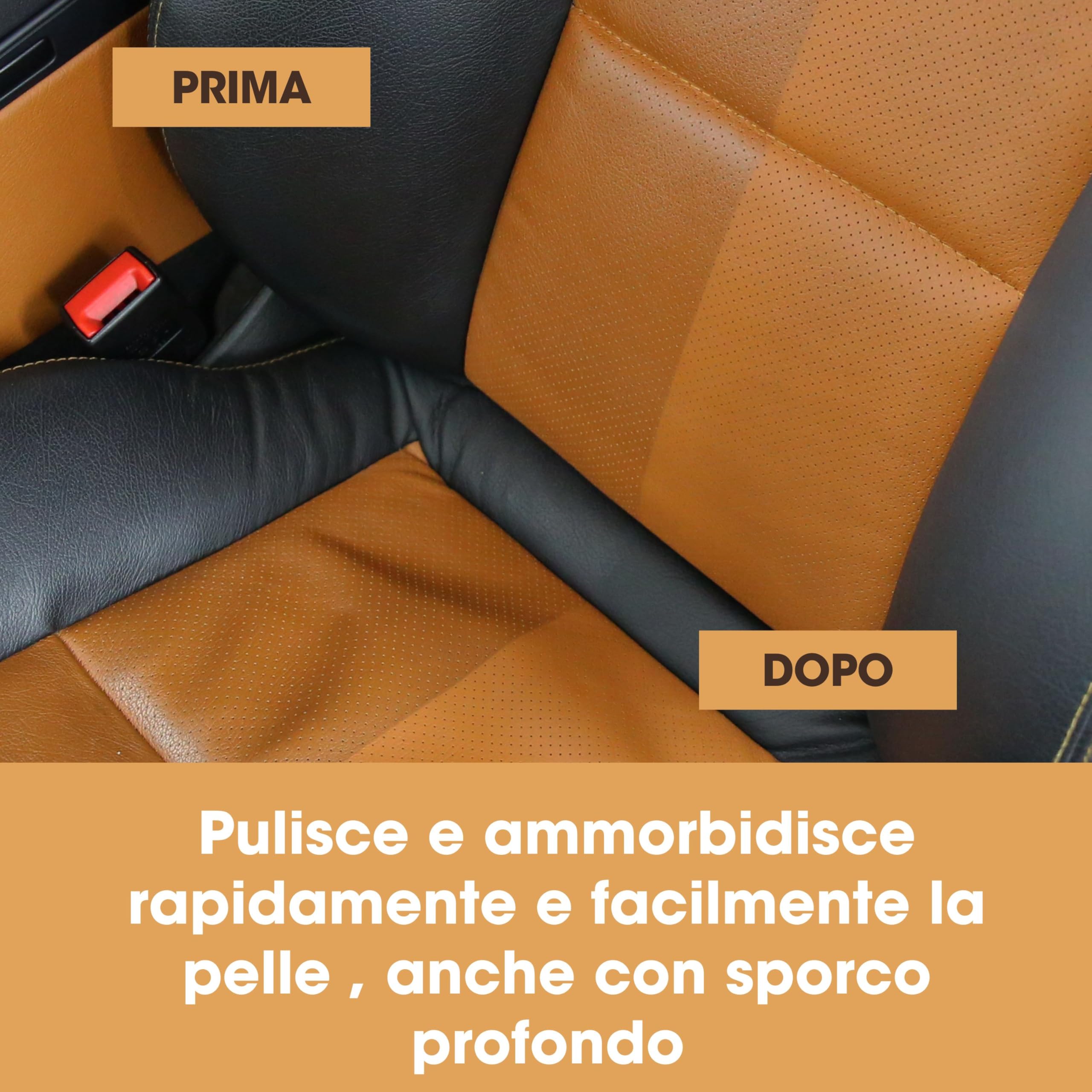 Furniture Clinic Kit completo per la cura della pelle/Detergente per pelle e crema protettiva per divani, sedili auto/Include 500ml e 500ml di Balsamo per la pelle pulizia ultra, spugne