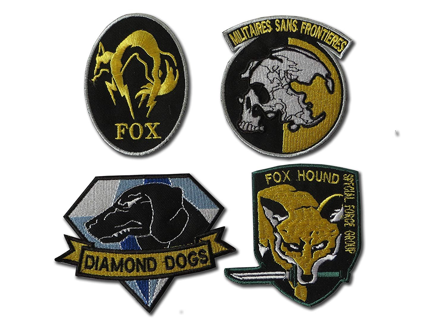 EMBROIDERY KING Metal Gear Solid Cosplay Airsoft HOOK AND LOOP FASTENER PATCH SET , 4 Embroidered Badges