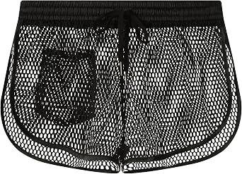 Mens Sheer Mesh Side Slit Shorts with Drawstring Waist and Pocket Breathable Low Rise Sexy UnderwearBlack-XXL