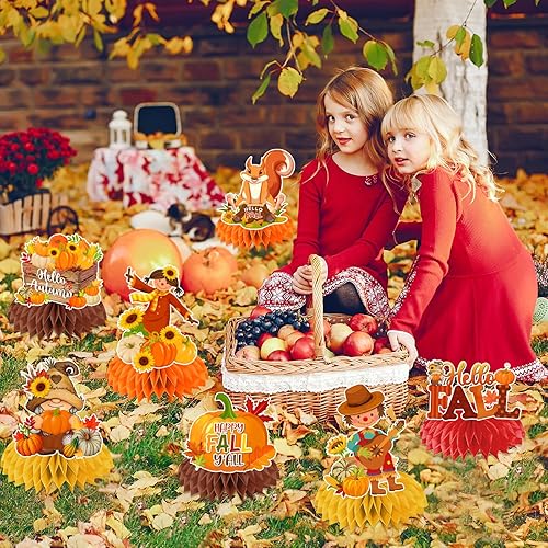Miniatura 4 de Decoraciones de fiesta de otoño, centros de mesa de panal, 12 piezas, decoraciones de mesa de otoño, centros de mesa de otoño para Acción de
