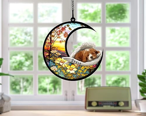 Miniatura 336 de Chow Chow Dog Memorial Suncatcher, adorno de Navidad Chow Chow con nombre, atrapador de pérdida de mascotas, regalos para los amantes de los perros