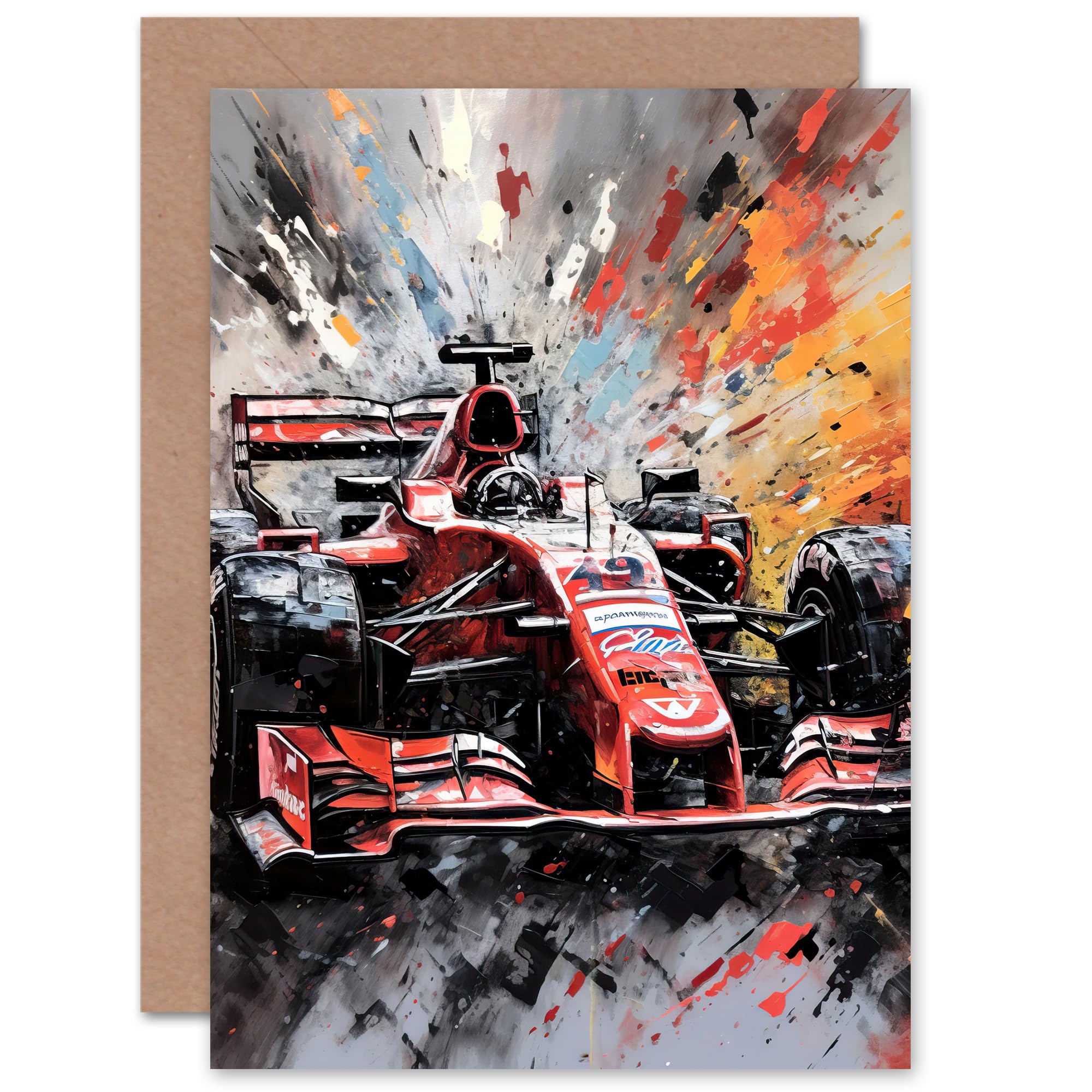 Artery8 Grand Prix Car Racing Sport for Husband Him Dad Son Brother Birthday Thank You Fathers Day Blank Art Greeting Card