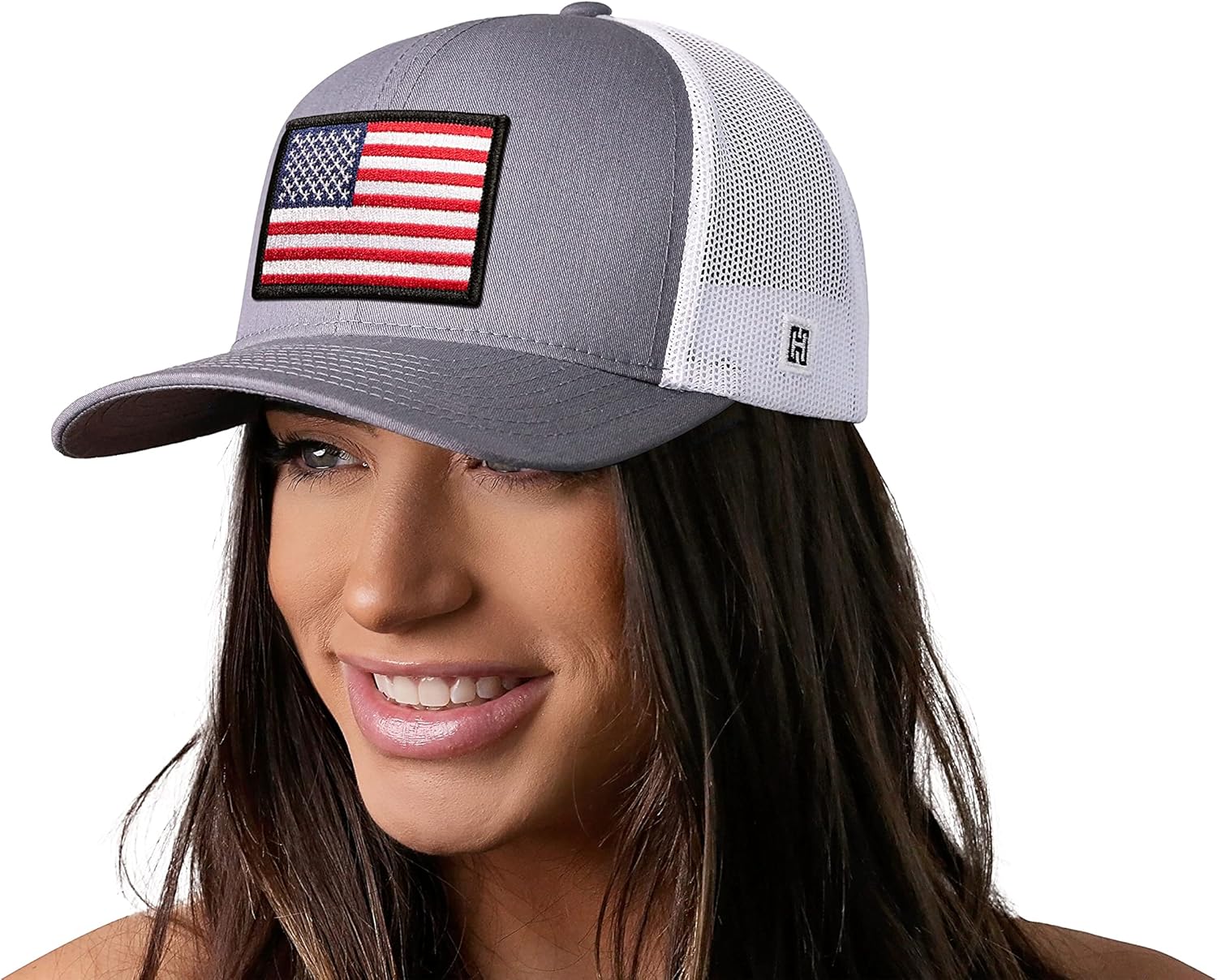 Miniatura 4 de HAKA Sombrero de la bandera estadounidense, sombrero de camionero de Estados Unidos para hombres y mujeres, gorra de béisbol ajustable, malla a