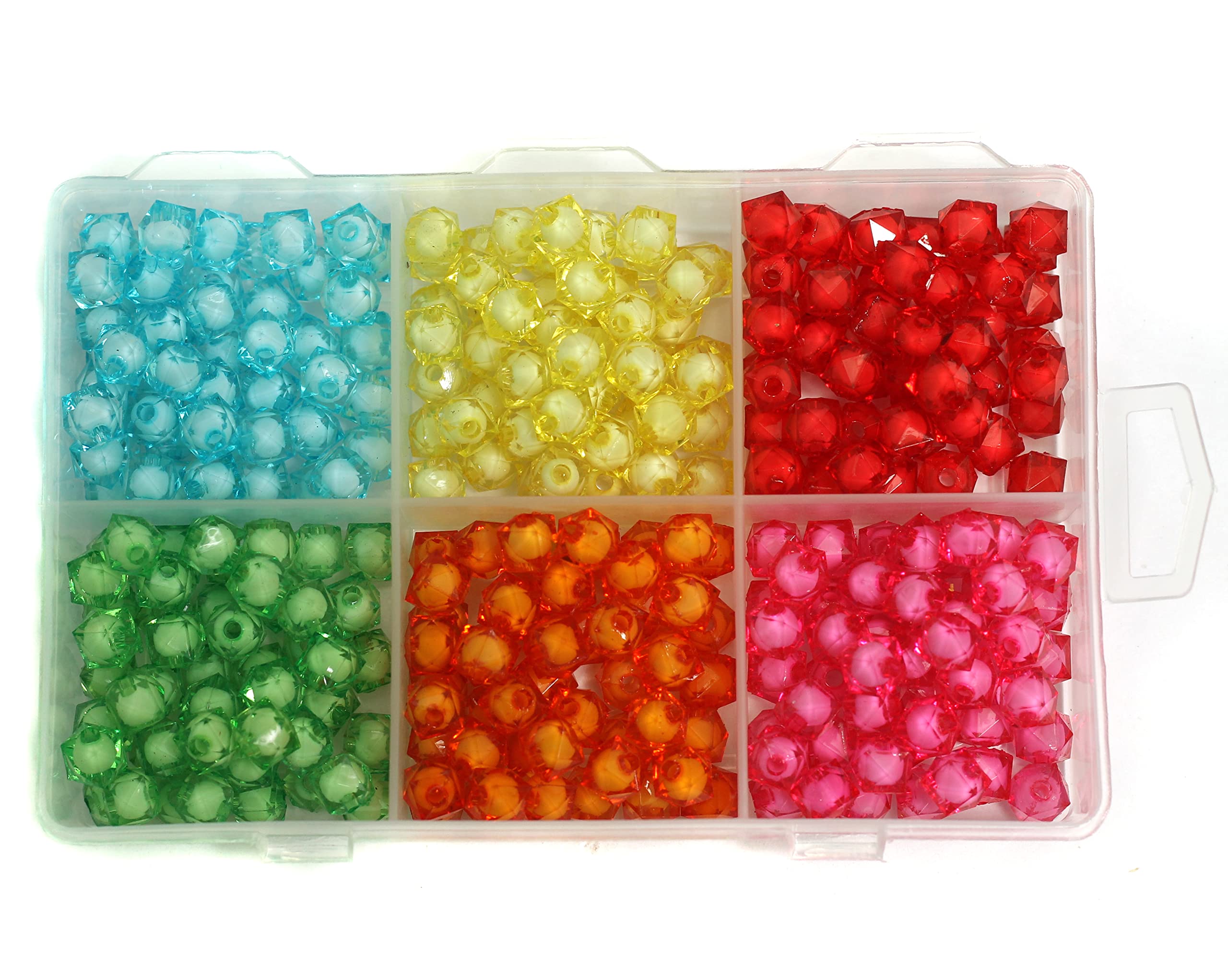 JAUNTY 360 Pcs 8mm Acrylic Crystal Transparent Color Beads DIY Kit for Jewelry Making, Beading, Embroidery & Art and Craft Projects