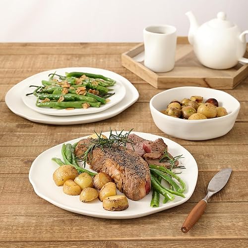 Miniatura 6 de Stone by Mercer Project HEKONDA - Juego de vajilla de gres con relieve moderno de 16 piezas, juego de platos y tazones, juego de vajilla para 4,