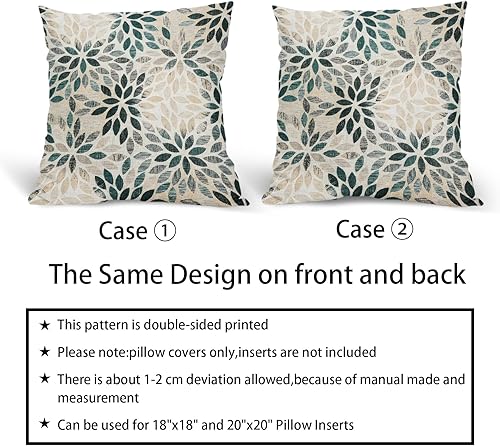 Vista 20 de Juego de 2 fundas de almohada de dalia azul marino de 18 x 18 pulgadas, fundas de almohada cuadradas decorativas de flores geométricas rústicas