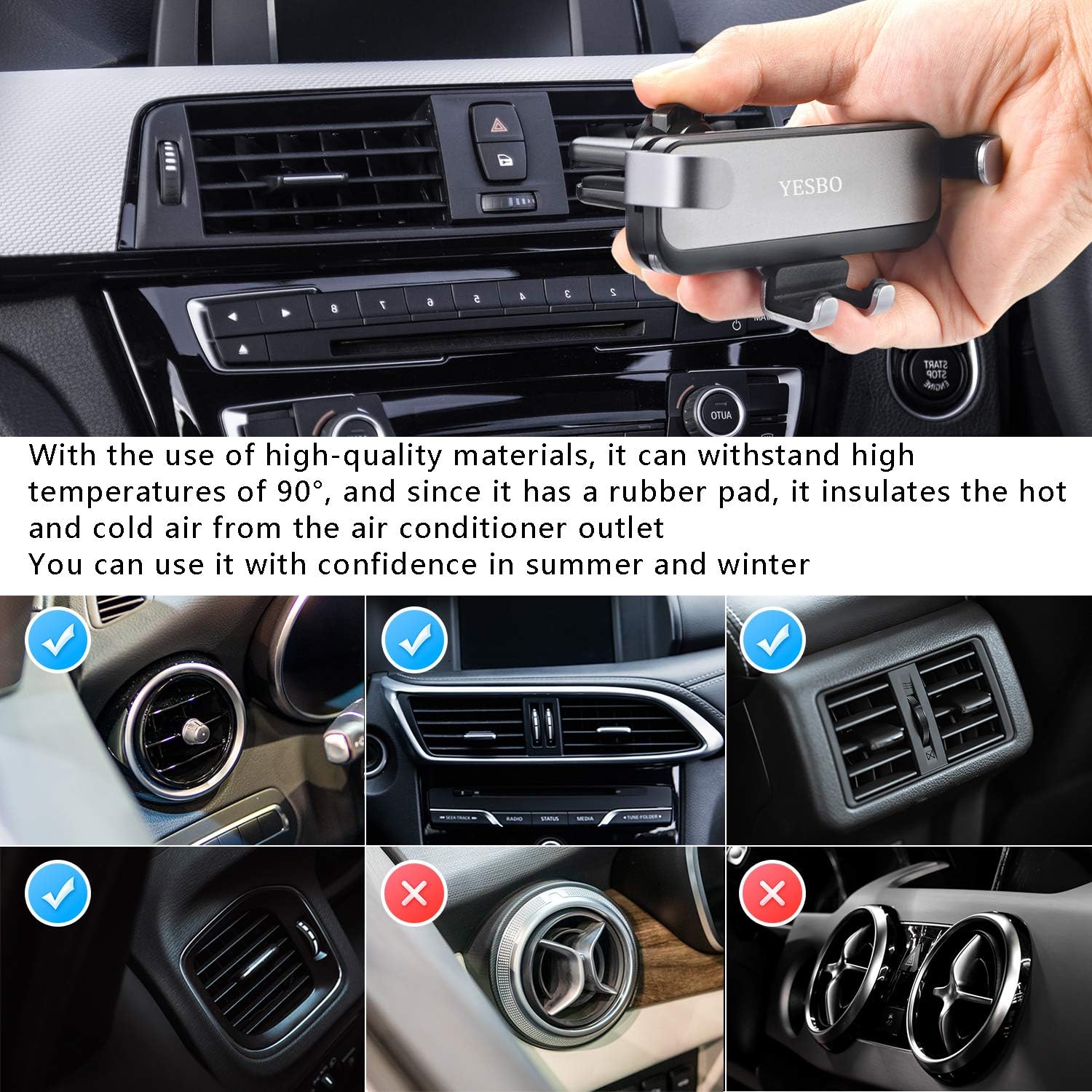 YESBO's new Aluminum Alloy air Outlet Invisible car Phone Holder subverts the Traditional Crazy no Landing, with Flexible arm Deployment, and can be Used Naked with a Shell