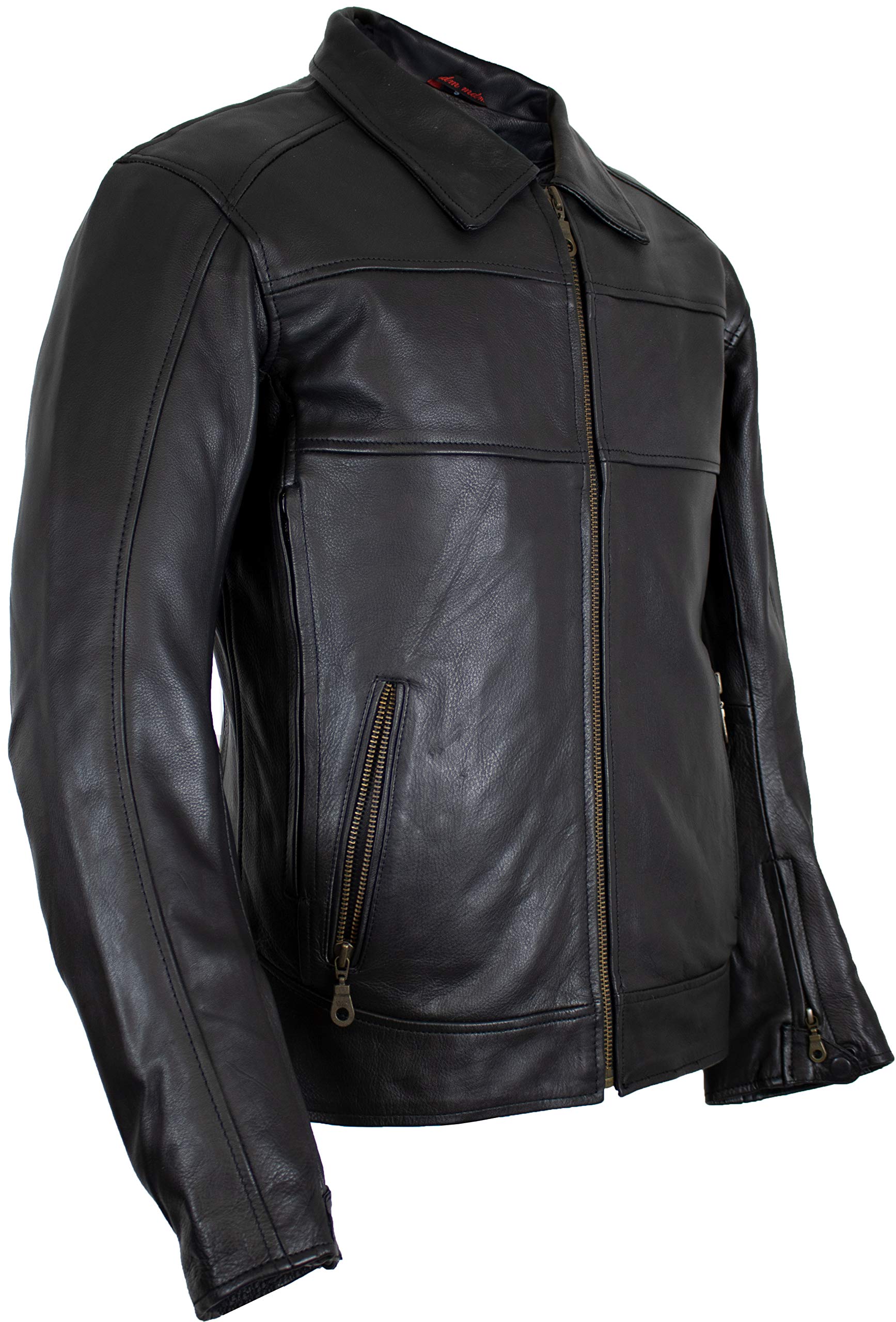Herren Motorrad Lederjacke, mit Protektoren, mit Kragen