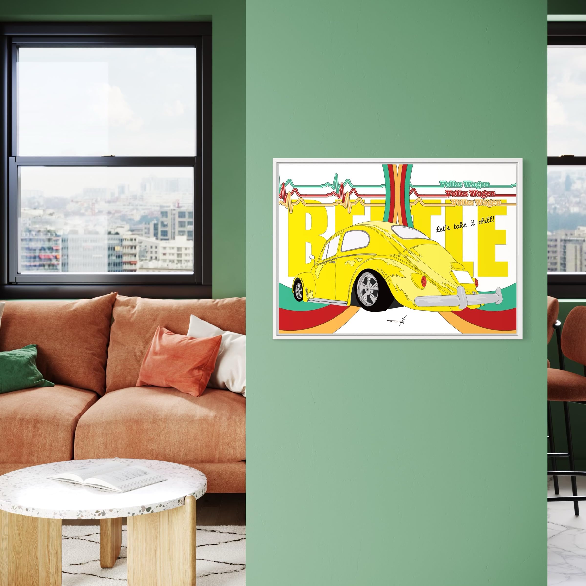 Amazon.co.jp: ポスター ビンテージカーポップアート A2額入り