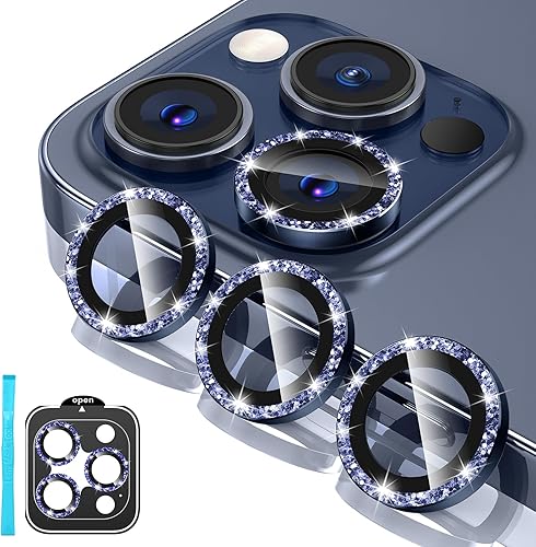 Tensea Protector de lente de cámara para iPhone 15 ProiPhone 15 Pro Max, protector de pantalla de vidrio templado 9H, anillo individual de metal