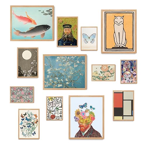 Eclectic Home Decor, Maximalist Wall Decor for Bedroom, 13 pcs