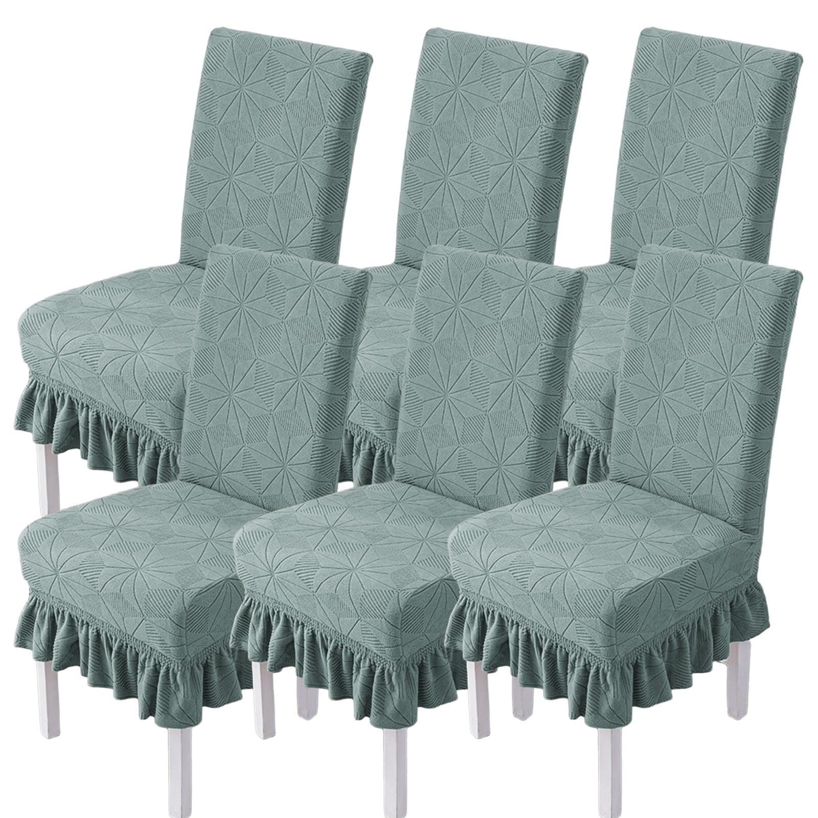 NMVAWIPT Jacquard Stretch Universal Dining Chair Covers With Skirt, Removable Washable Protectors For Home, Restaurant, Banquet(18#)