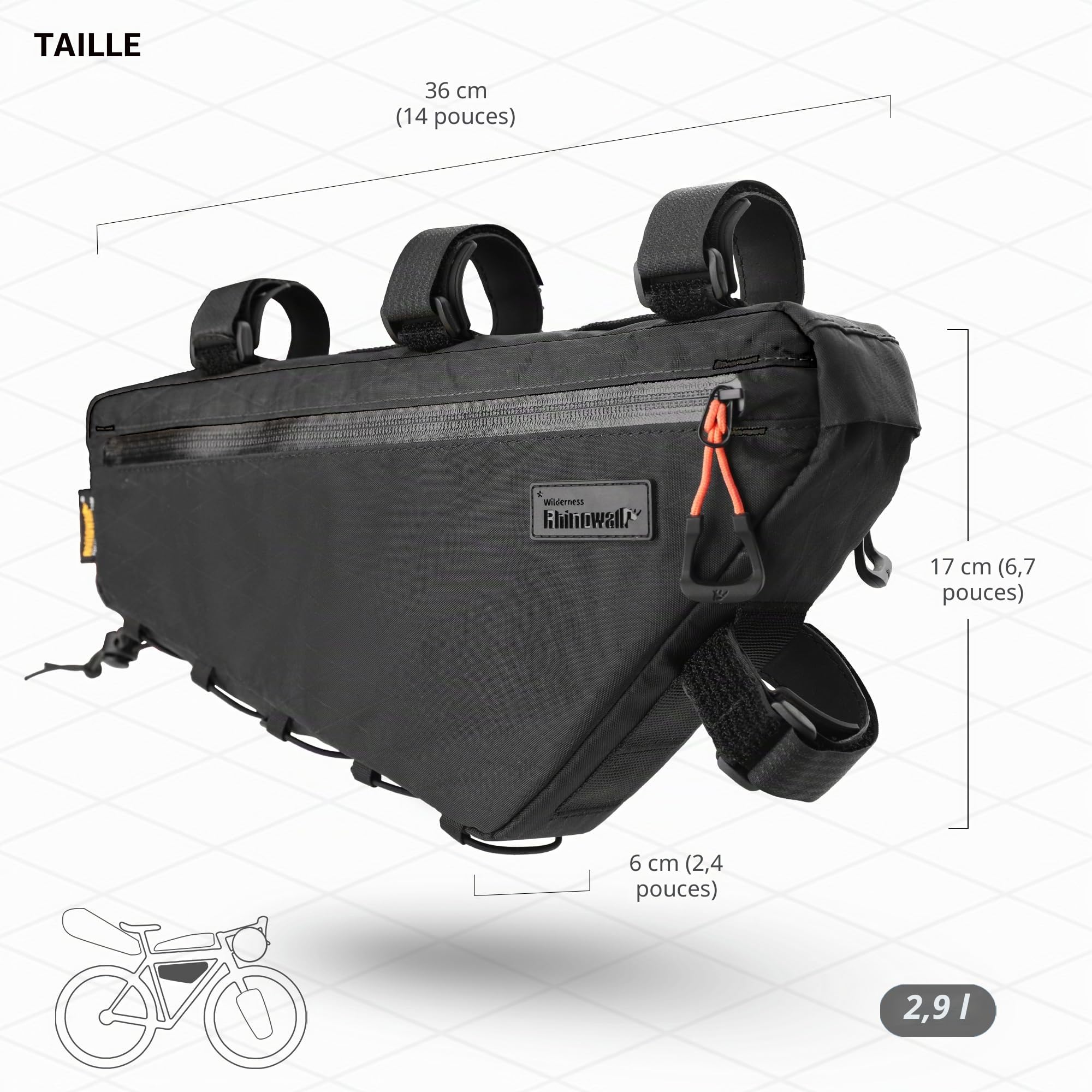 Rhinowalk Sacoche de cadre de vélo triangulaire pour vélo de tourisme