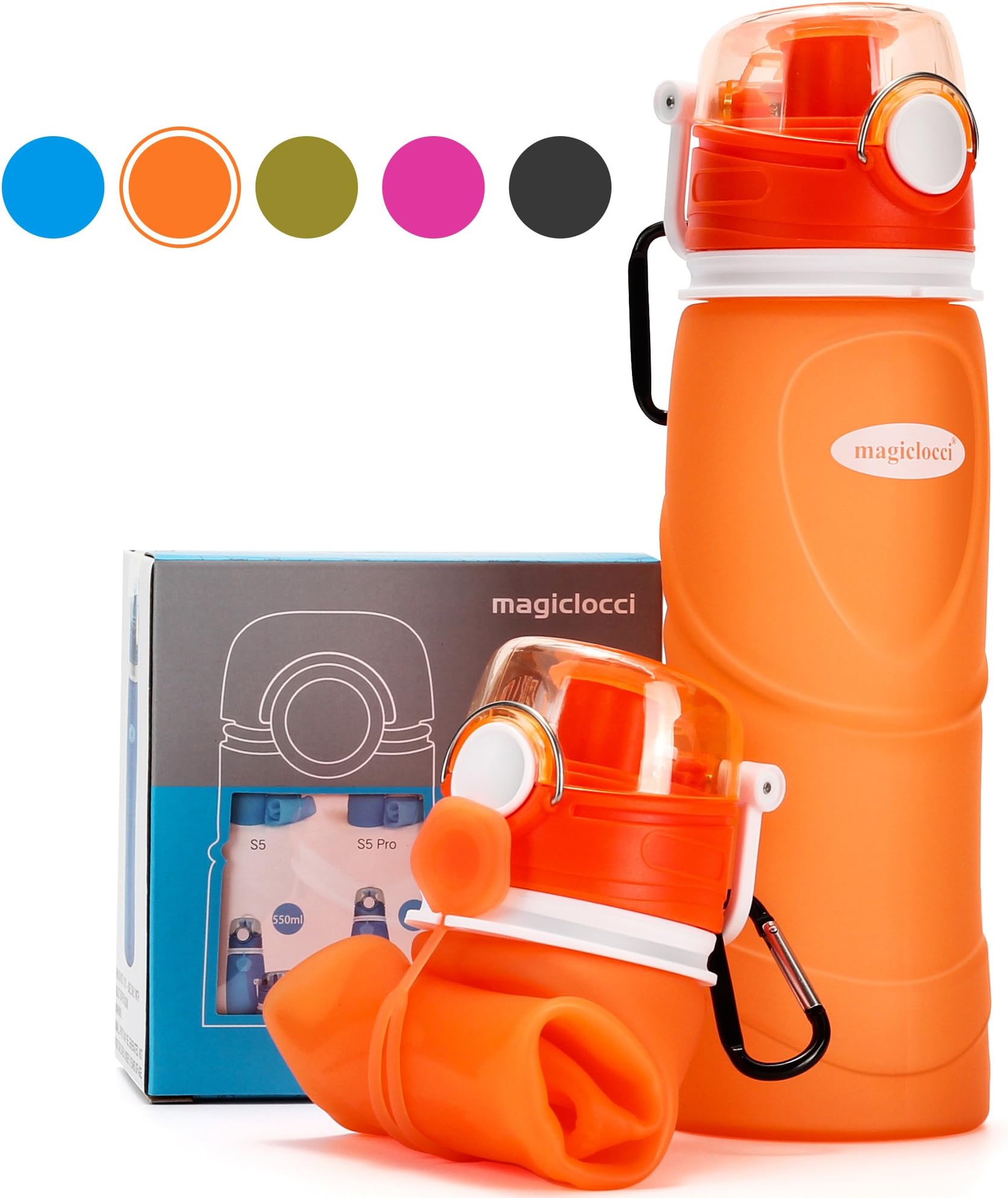 Collapsible Water Bottle for Travel 750ml/26floz,Reusable Foldable Leak Proof,Cruise Outdoors Sports Camping Hiking Gym Fitness Training,Food-Grade Silicone BPA Free/Non-Toxic,Folding Roll Up Portable