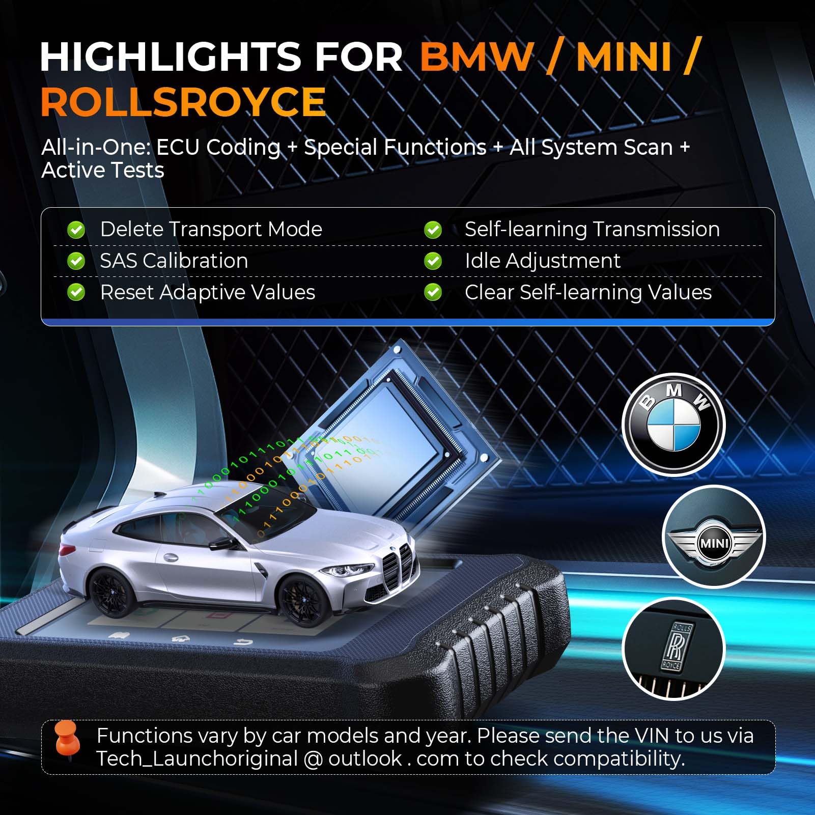 Launch Creader Elite 2.0 BBA OBD2 Scanner para Benz/BMW/Audi Series, Sistema Completo Bidireccional Herramienta de Escaneo de Diagnóstico, Codificación ECU, Pruebas Completas OBD2 Lector de Códigos