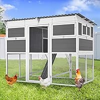 AECOJOY 83" Extra Large Chicken Coop with Run: Wooden Hen House, 6 Nesting Boxes & Roost for 6-10 Chickens, Predator-Proof Backyard Poultry Cage