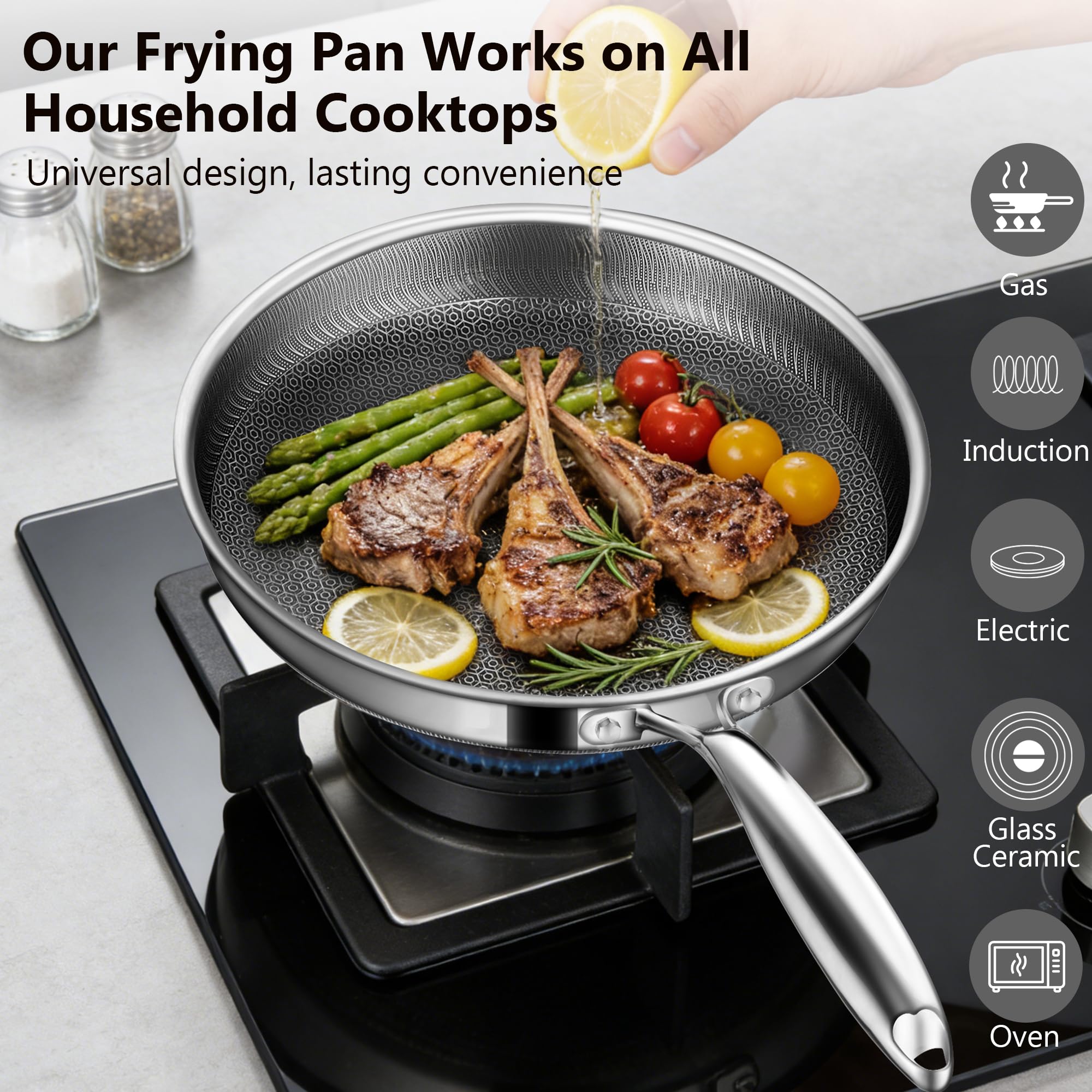 Vocvee 12" Non Stick Frying Pan - Oven & Dishwasher Safe -2 Vocvee 12" Non Stick Frying Pan - Oven & Dishwasher Safe -2