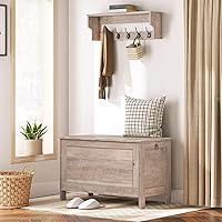 Vista 3 de HOOBRO Caja de juguetes, baúl de almacenamiento de aspecto de madera retro con bisagra de seguridad, banco de almacenamiento de entrada soporta 220