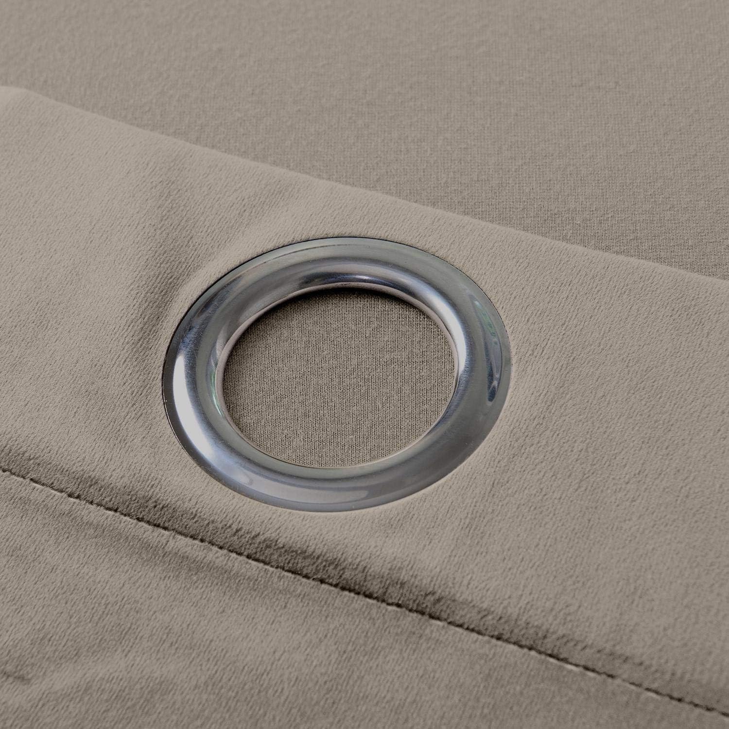 TWOPAGES 150 W x 96 L Grommet Curtains Room Darkening Velvet Curtain Drapery Panel for Traverse Rod Or Track, Living Room Bedroom Meetingroom Club Theater Patio Door (1 Panel), Gray Beige