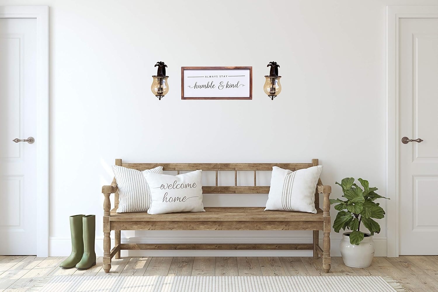 Farmhouse Decor - Modern Rustic Wall Art Home Decor - Always Stay Humble and Kind - Solid Wood Framed Printed Sign for All room Decoration- Size 8x17 Inches