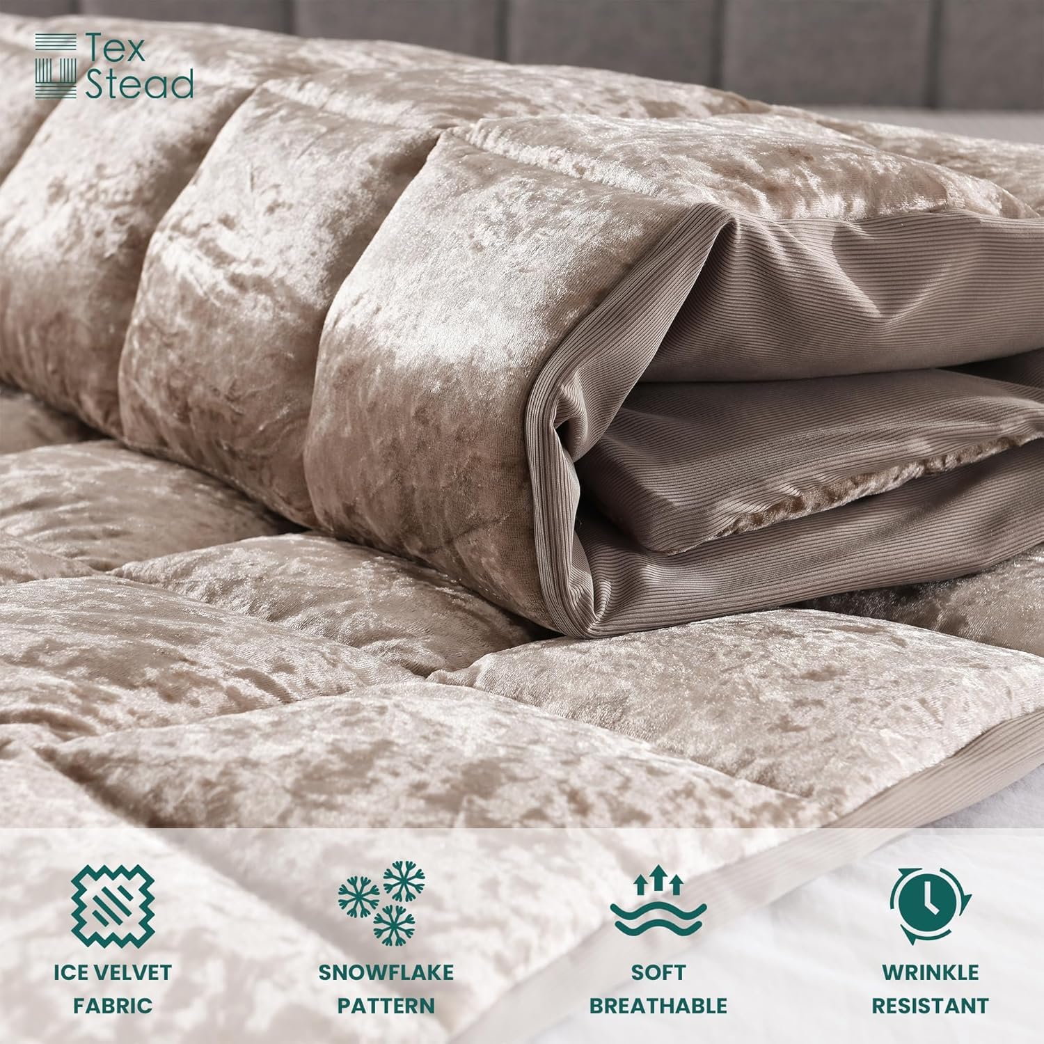 Bettkopfteil Hussen-Verdickter Soft-Stretch Samt-Flanell Bezug, Elastischer Rundumschutz mit Seitentaschen, Staubdichter Schoner für Polsterbett & Schlafzimmer (200 x 70 cm, Gold)