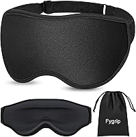 Fygrip 3D Sleep Eye Mask for Men & Women: 100% Pressure-Free, Total Light Block-Out, Adjustable Strap for Travel & Side Sleepers, Black
