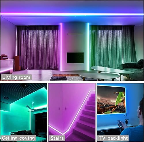 Miniatura 2 de Tira de luces LED pequeñas para TV, impermeable, 16.4 pies para TV de 55 a 75 pulgadas, luces LED que cambian de color con control remoto