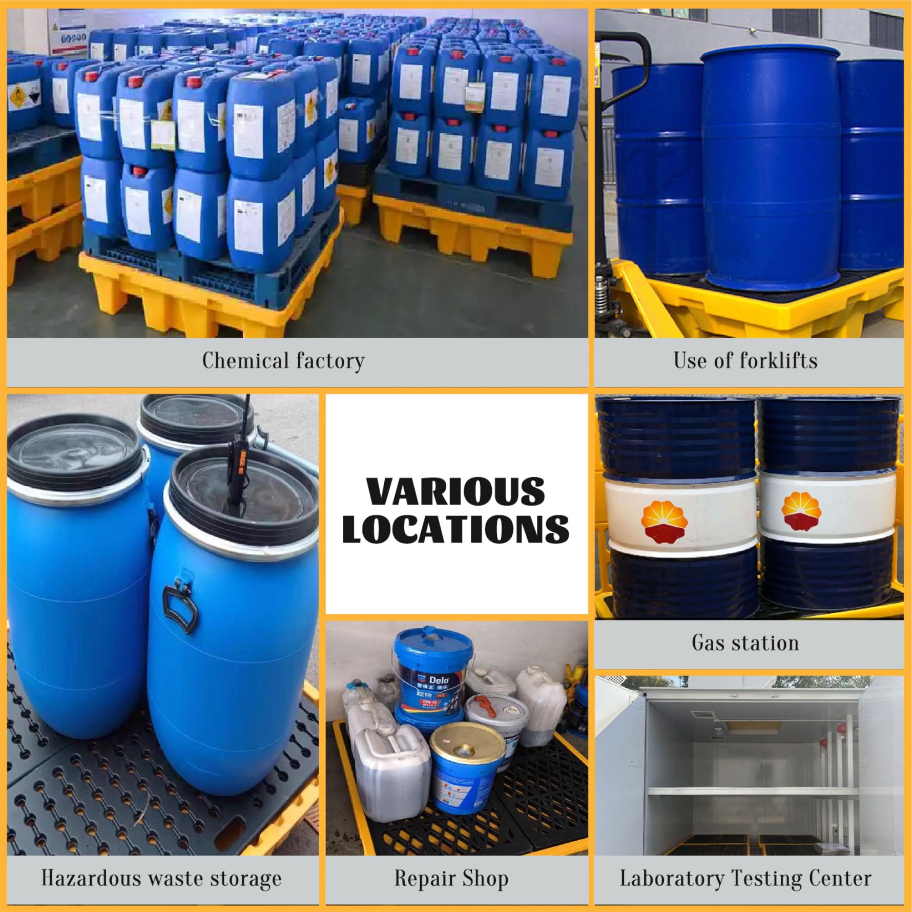 Plateau de confinement des déversements 19, 3 x 13, 8 x 3, 5 pouces, capacité de 11 L, palette déversement charge 110 lb avec drain, plateaux confinement résistants aux produits chimiqu