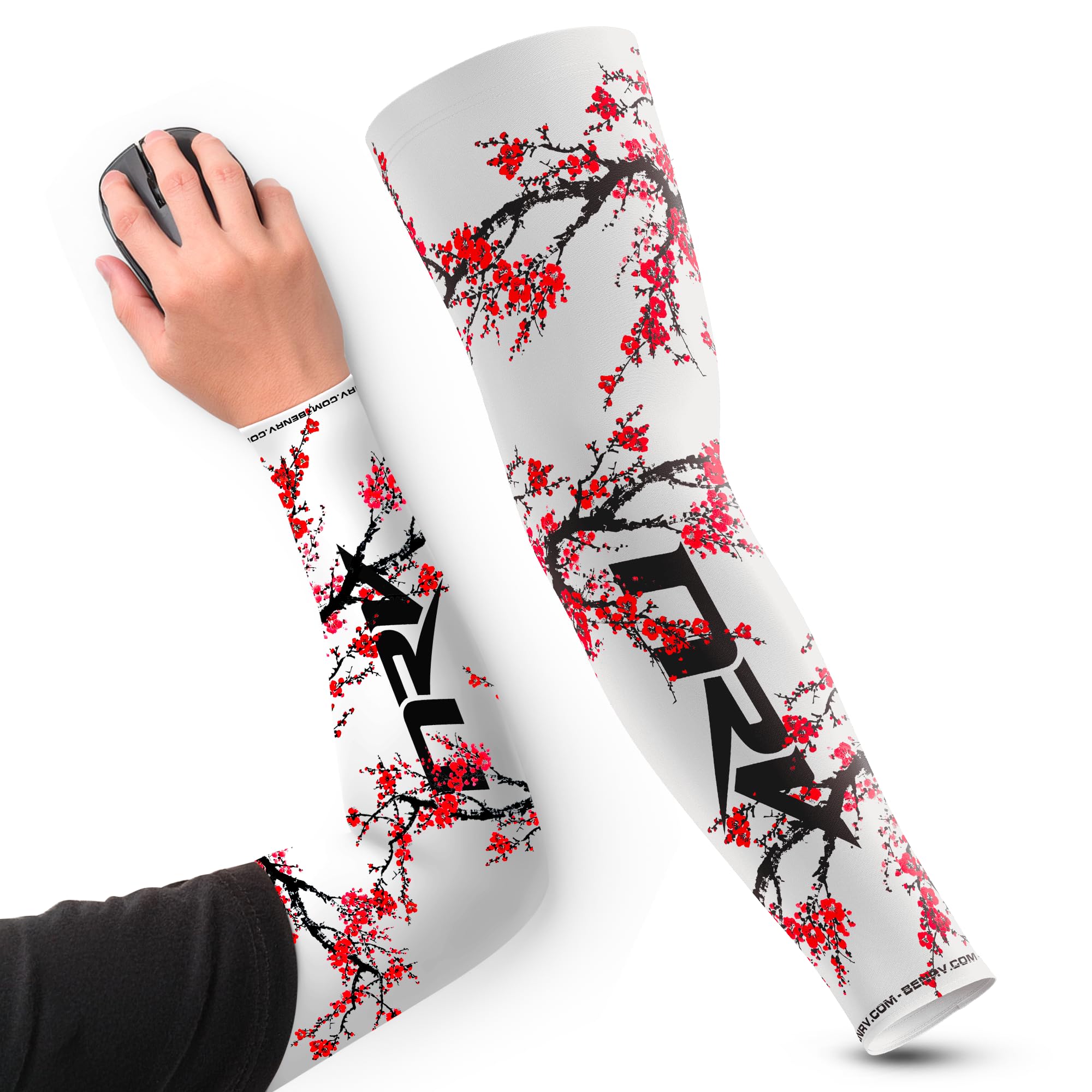 NRV Sakura Edition Gaming Compression Cuff - Enhanced Esports Performance with Japanese Style - Professionally Designed - Durable, Breathable & Friction Free, Red, L