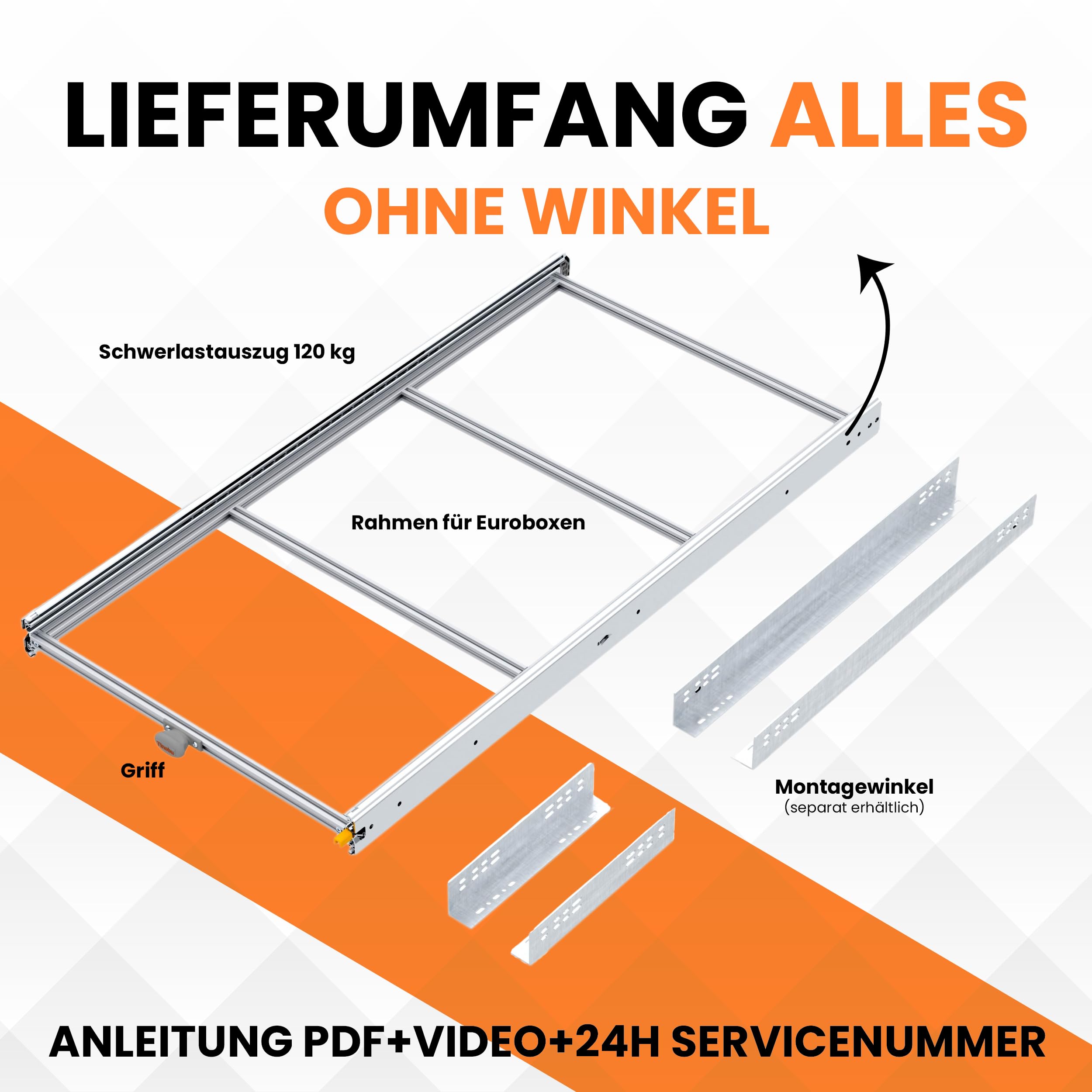 Heckküche-Auszug 120x60 120 kg Vollauszug Stauraum-System für Heckgarage