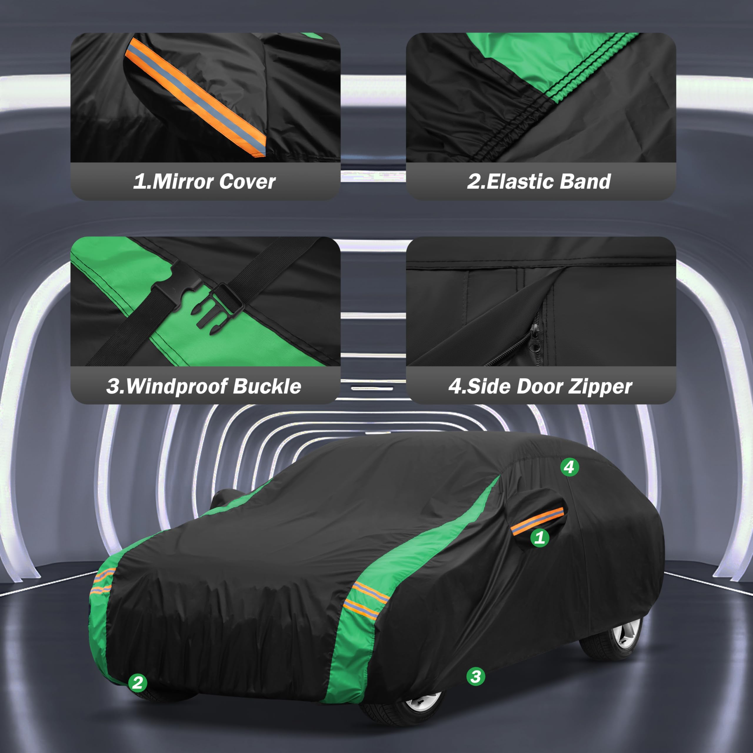 Custom Fit for Jeep Wrangler 4 Door Car Cover in Full Exterior All Weather Protection Waterproof Dustproof Sun — view 2