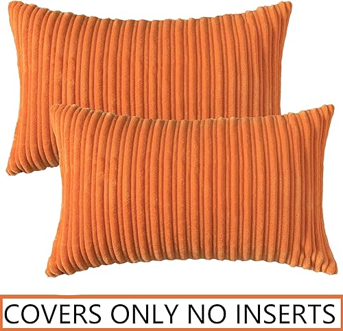 Miniatura 777 de UGASA - Juego de 2 fundas de almohada de terciopelo a rayas, funda decorativa para cojín con cremallera oculta para el hogar, sofá, dormitorio,