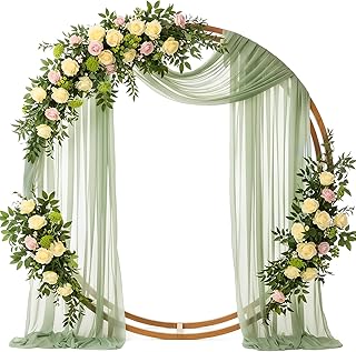 Wedding Arch Draping Fabric 29" x 19Ft Sheer Drapes for Backdrop Wedding Ceremony Reception Ceiling Decor Curtain Baby Bridal Shower Decoration (Sage Green, 1 Panel)