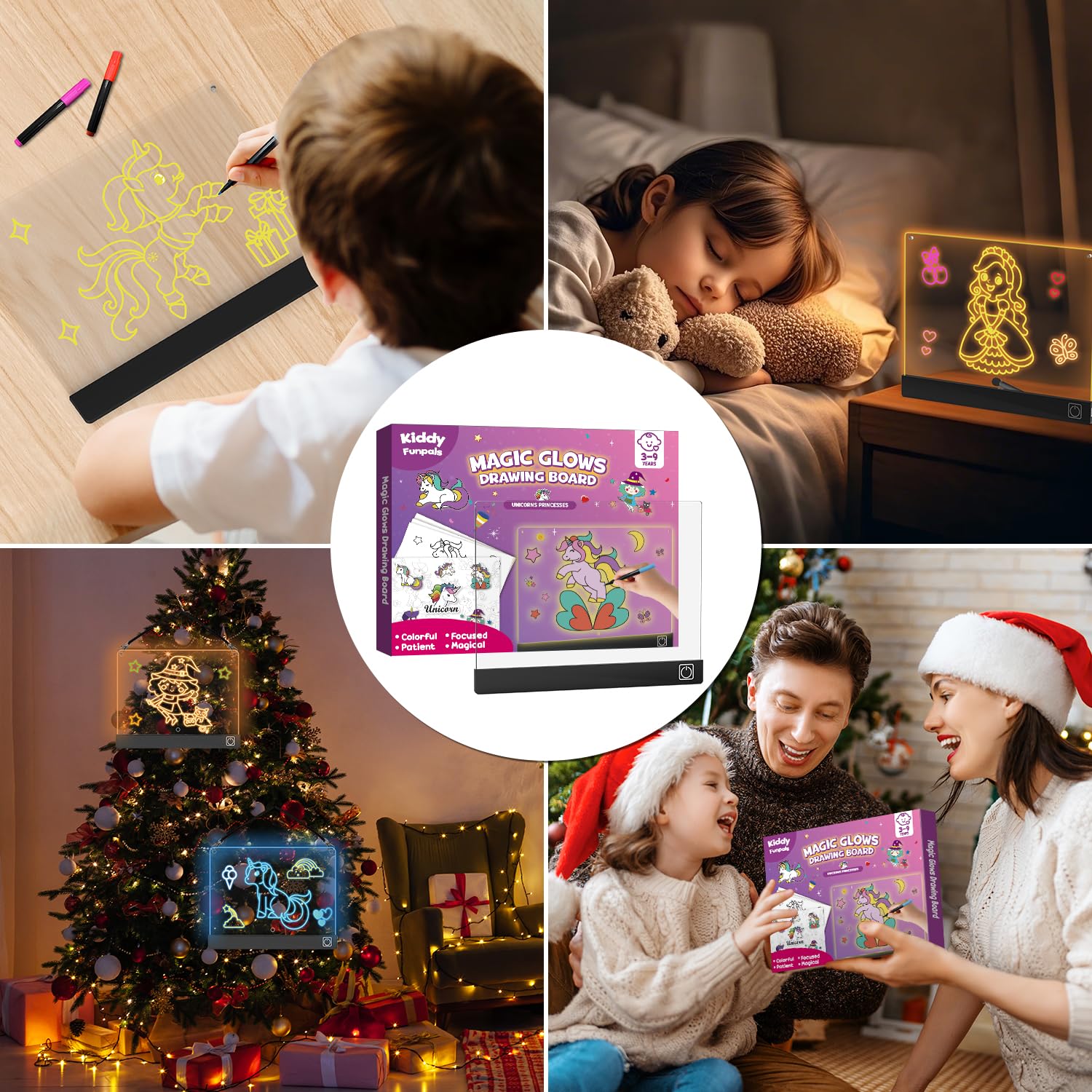 Lumiboards - Tablero de dibujo LED para niños, 7 colores, tablero brillante de garabatos, juguetes para niñas y niños, regalos de cumpleaños de Navidad para niños/nietos, kit de manualidades de 7