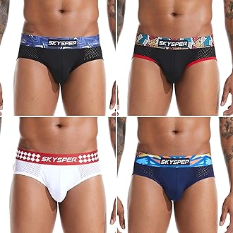 SKYSPER Men's Jockstrap Breathable Mesh 2pcs 3pcs 4pcs Jock Strap Male Underwear, Athletic Supporters for Men