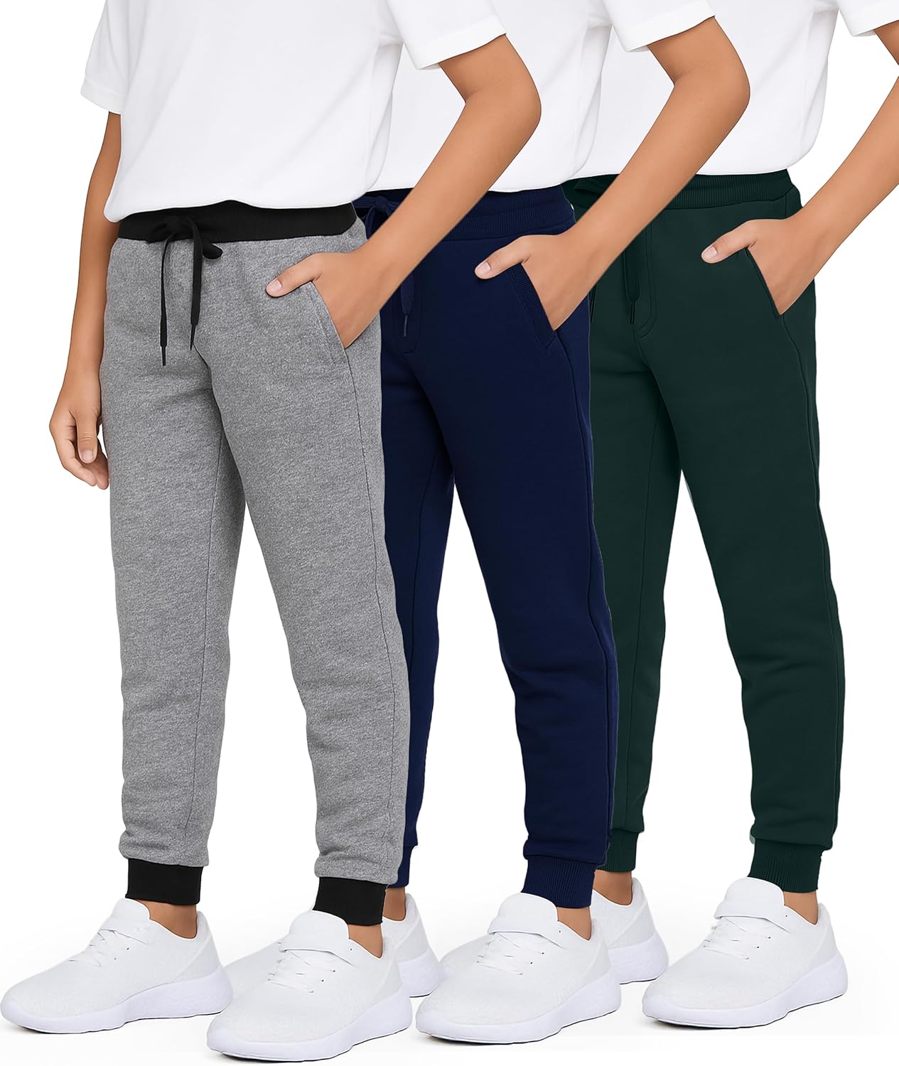 Real Essentials Boys' Cotton Fleece Jogger Sweatpants