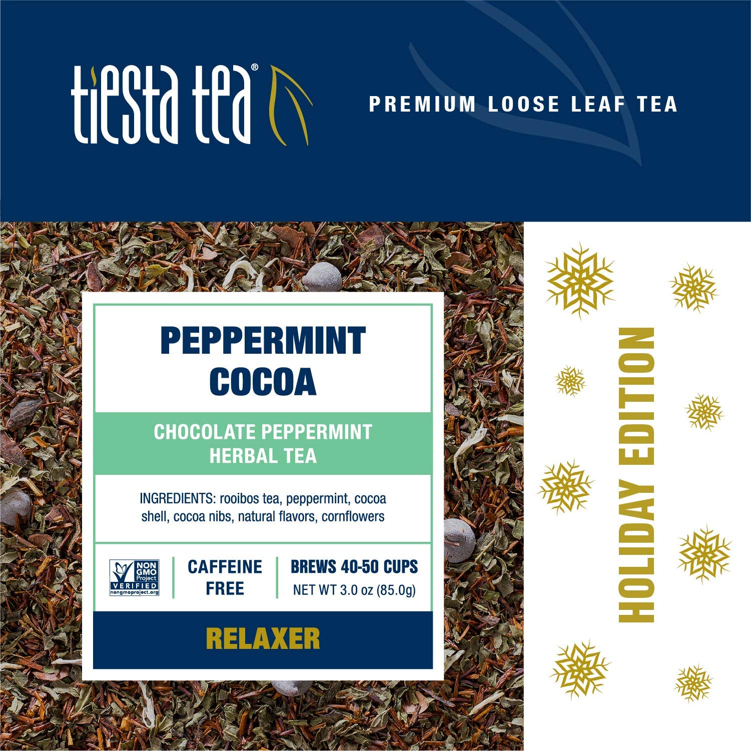 Tiesta Tea - Cocoa Mocha, Loose Leaf, Tiramisu Coffee Black Tea, Premium High Caffeinated Blend, Holiday, Make Hot or Iced & Brews Up to 25 Cups, 1.8 Ounce Resealable Pouch: Cozy Peppermint Cocoa Pouch - 25 Cups