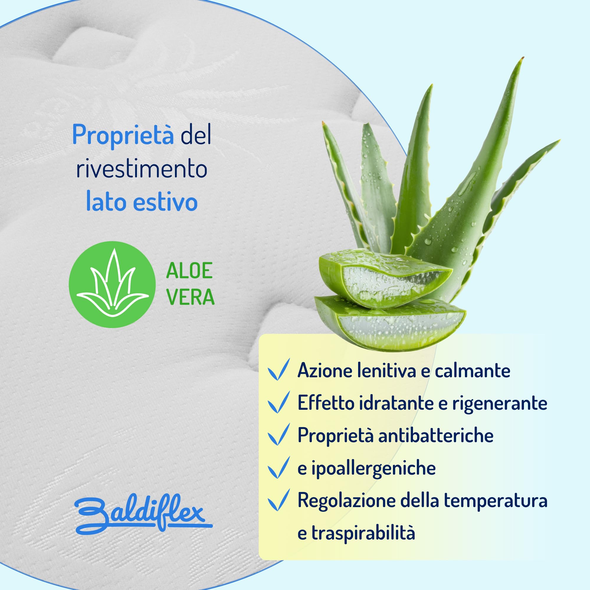 Baldiflex Emporio Materasso Memory Matrimoniale Duck, con Rivestimento in Aloe Vera, Misura 160x190x25 cm