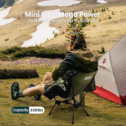 Miniatura 6 de UltraPort - Silla de camping portátil, silla de mochilero ultraligera, sillas plegables compactas y ligeras para camping, senderismo, viajes, playa