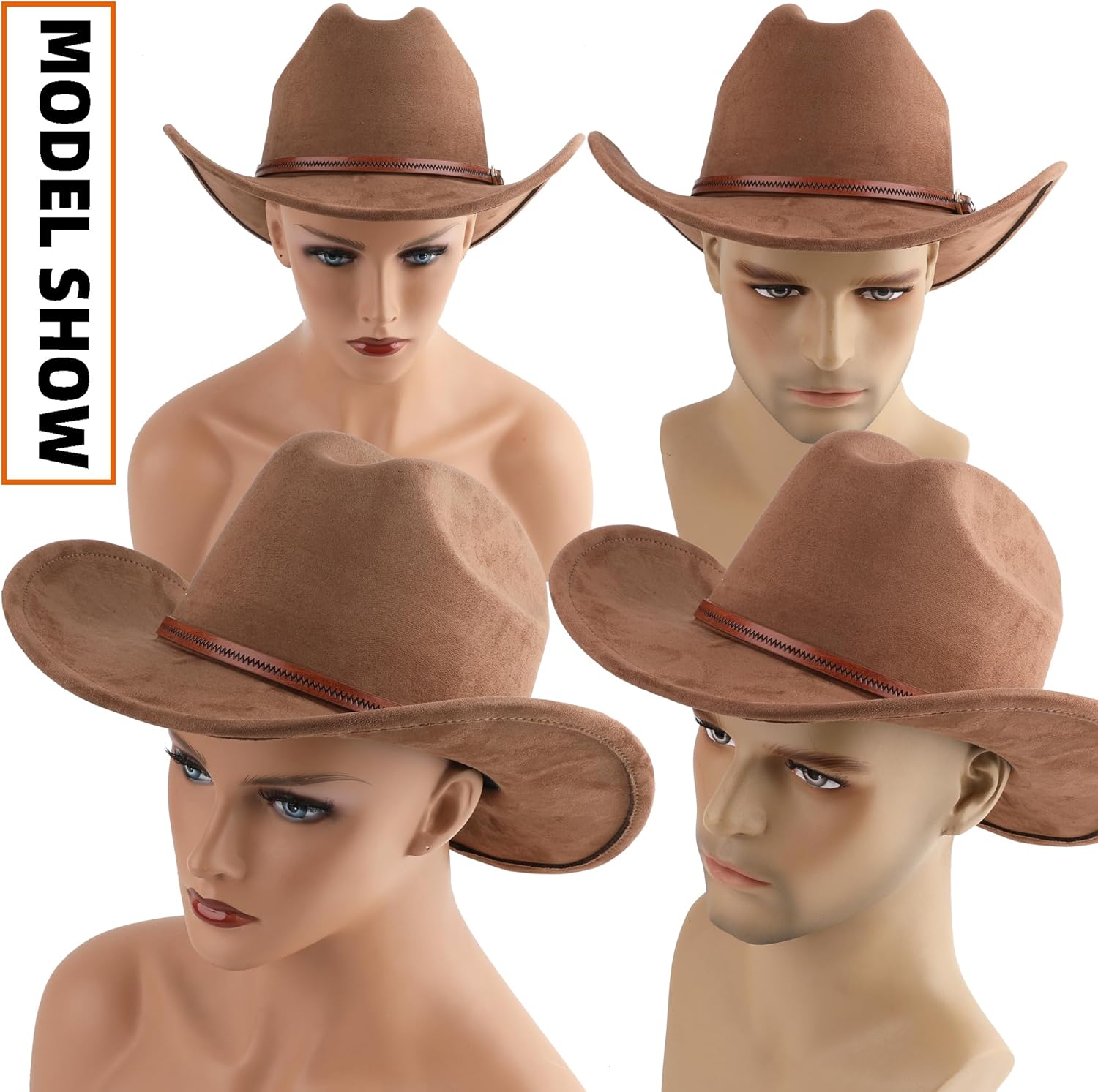 Cowboy Hat for Women and Men Wide Brim Western Cowgirl Hat - Image 5